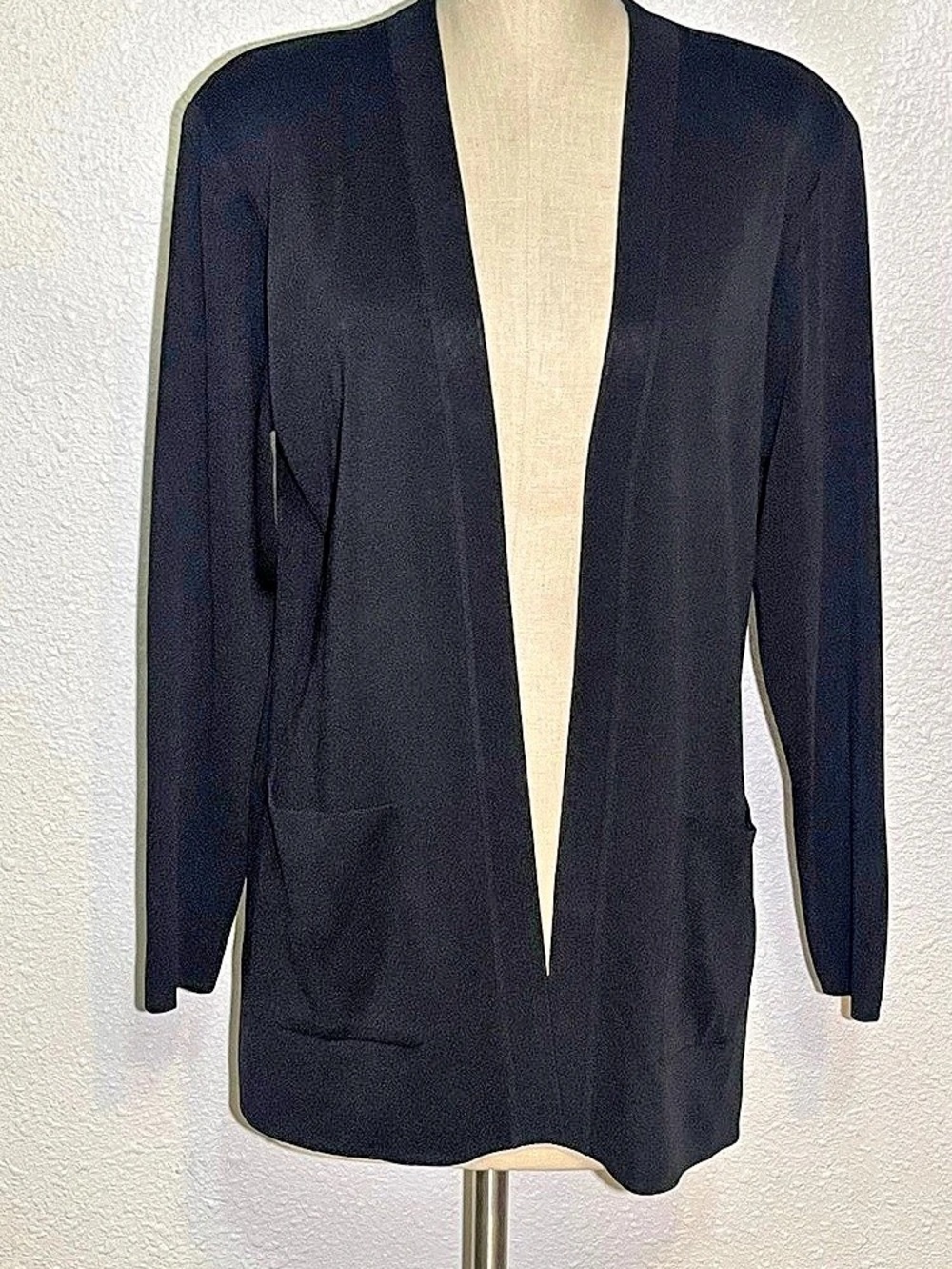 Misook Black Open Front Cardigan size small